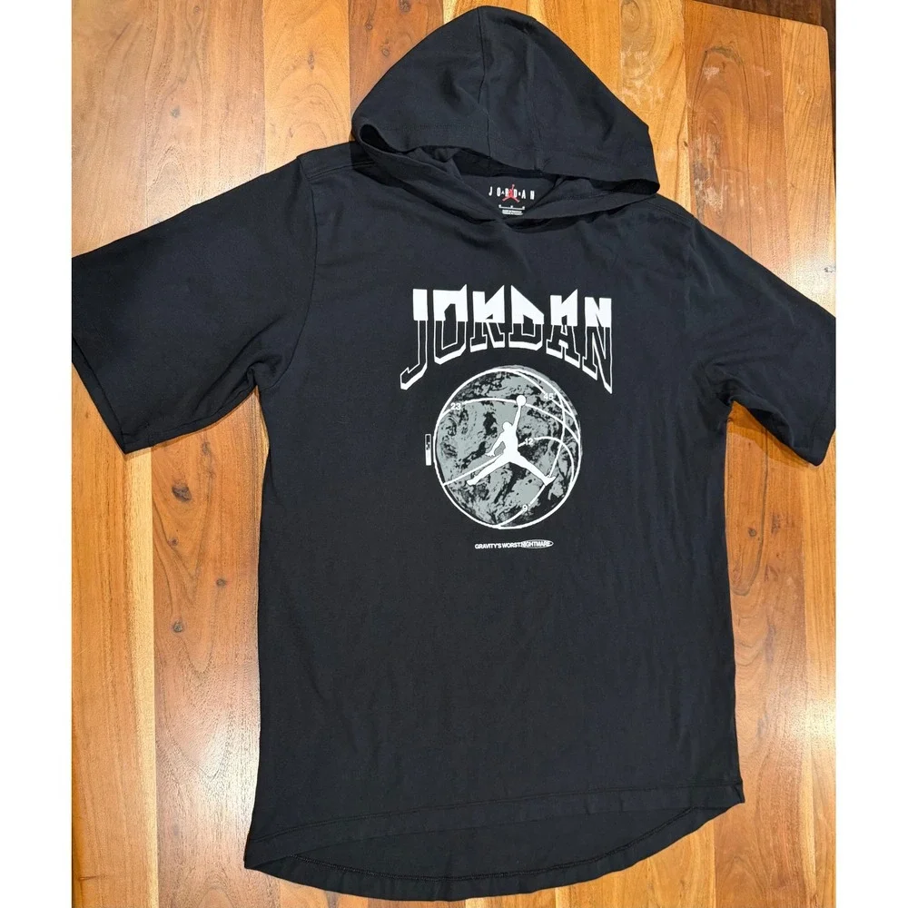 Jordan Dri-FIT Short Sleeve Hooded T-Shirt Black Gravitys Worst Nightmare Medium